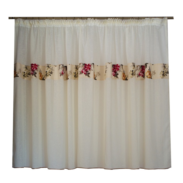 Perdea Velaria in gros texturat cu flori, 350x150 cm