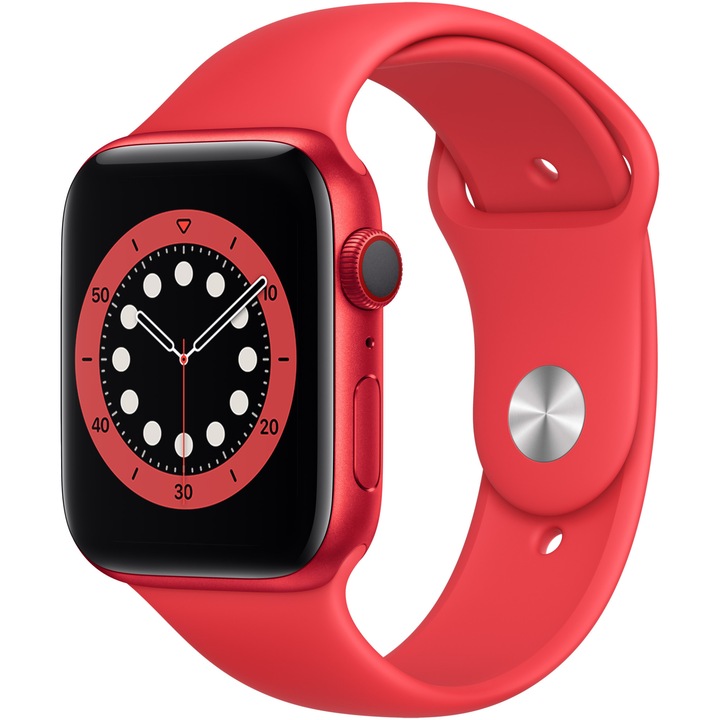 Apple Watch 6, GPS, Cellular, Carcasa Red Aluminium 44mm, Red Sport Band