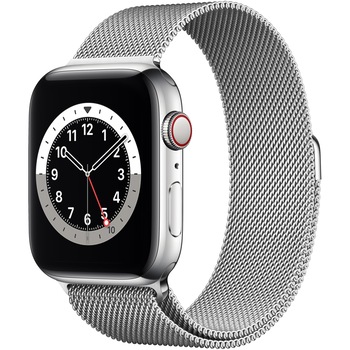 Apple Watch 6, GPS, Cellular, Carcasa Silver Stainless Steel 44mm, Silver Milanese Loop Apple Watch 6, GPS, Cellular, Carcasa Silver Stainless Steel 44mm, Silver Milanese Loop
