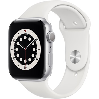 Apple Watch 6, GPS, Carcasa Silver Aluminium 44mm, White Sport Band Apple Watch 6, GPS, Carcasa Silver Aluminium 44mm, White Sport Band