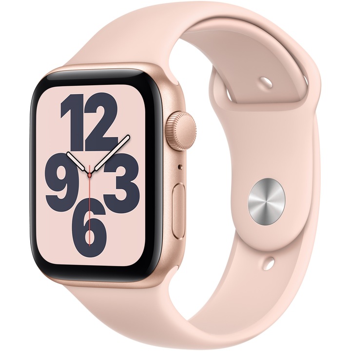 Apple Watch SE, GPS, Carcasa Gold Aluminium 44mm, Pink Sand Sport Band