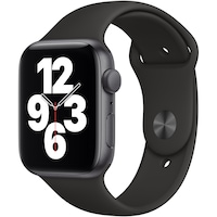 Apple Watch SE, GPS, Carcasa Space Gray Aluminium 44mm, Black Sport Band