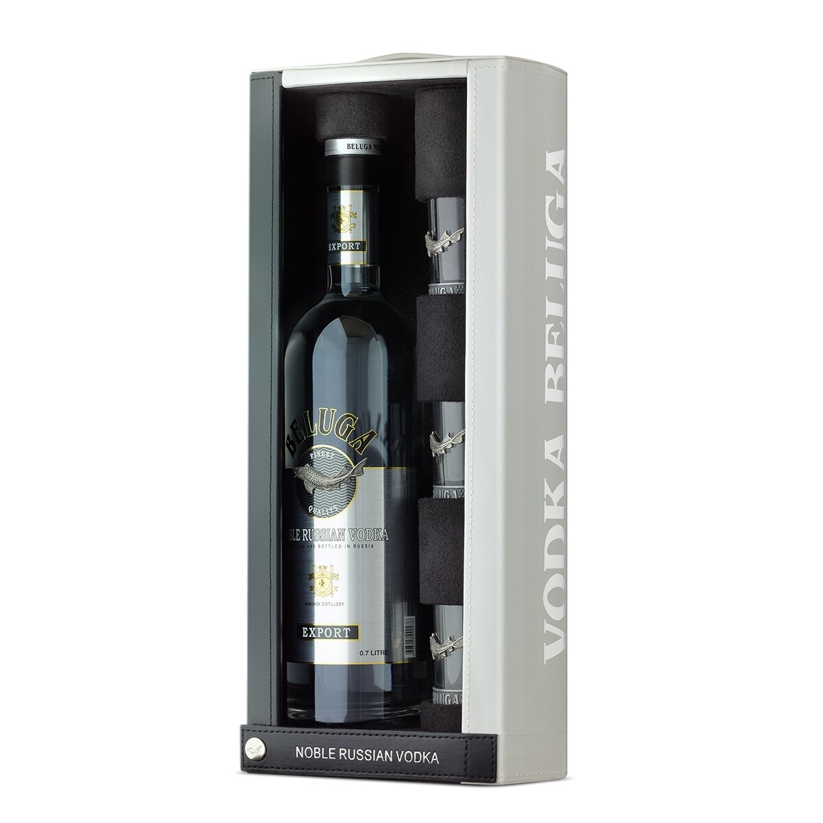 Set Vodka Beluga Noble 700 ml + 3 shots