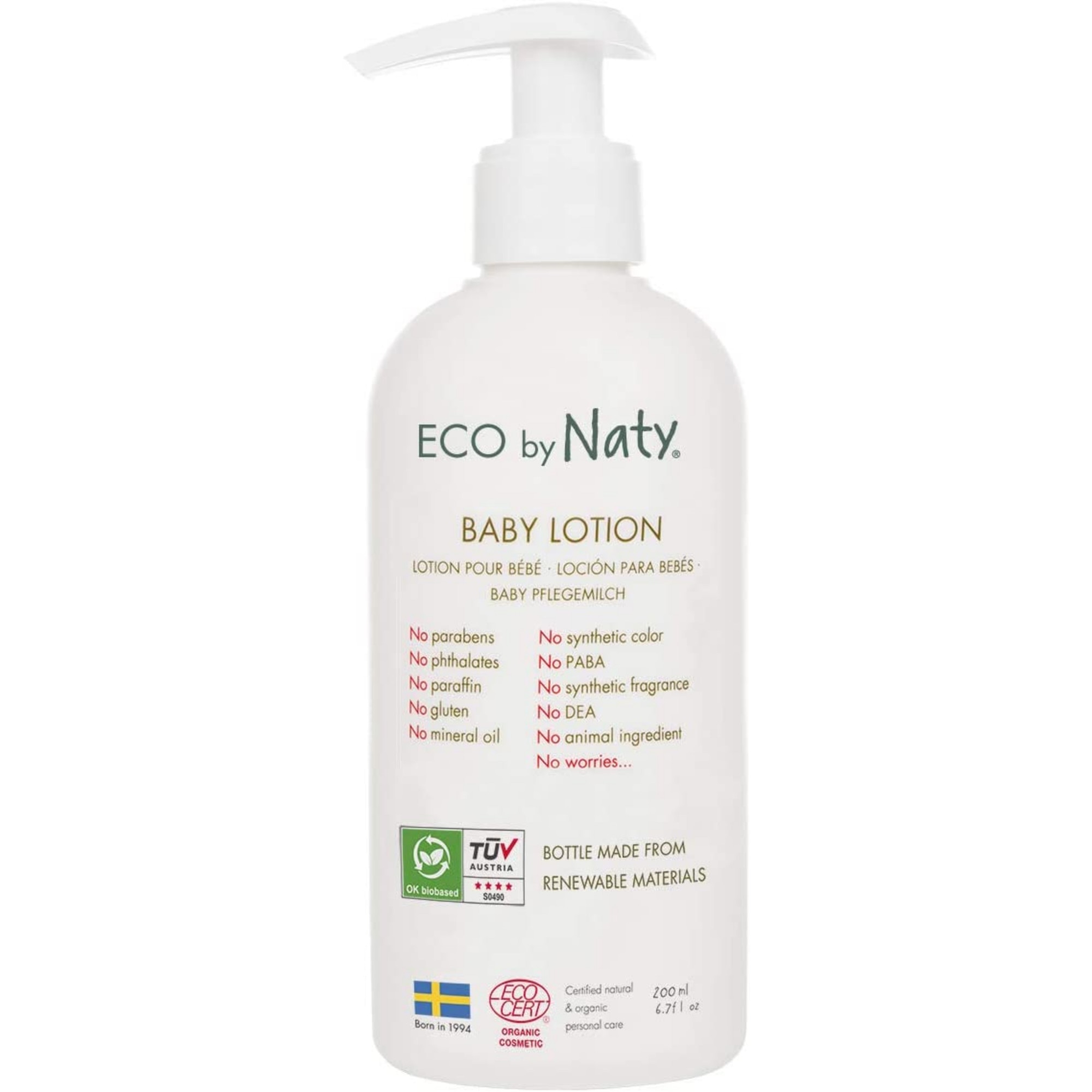 Lotiune Eco pentru bebelusi, Naty, 200ml