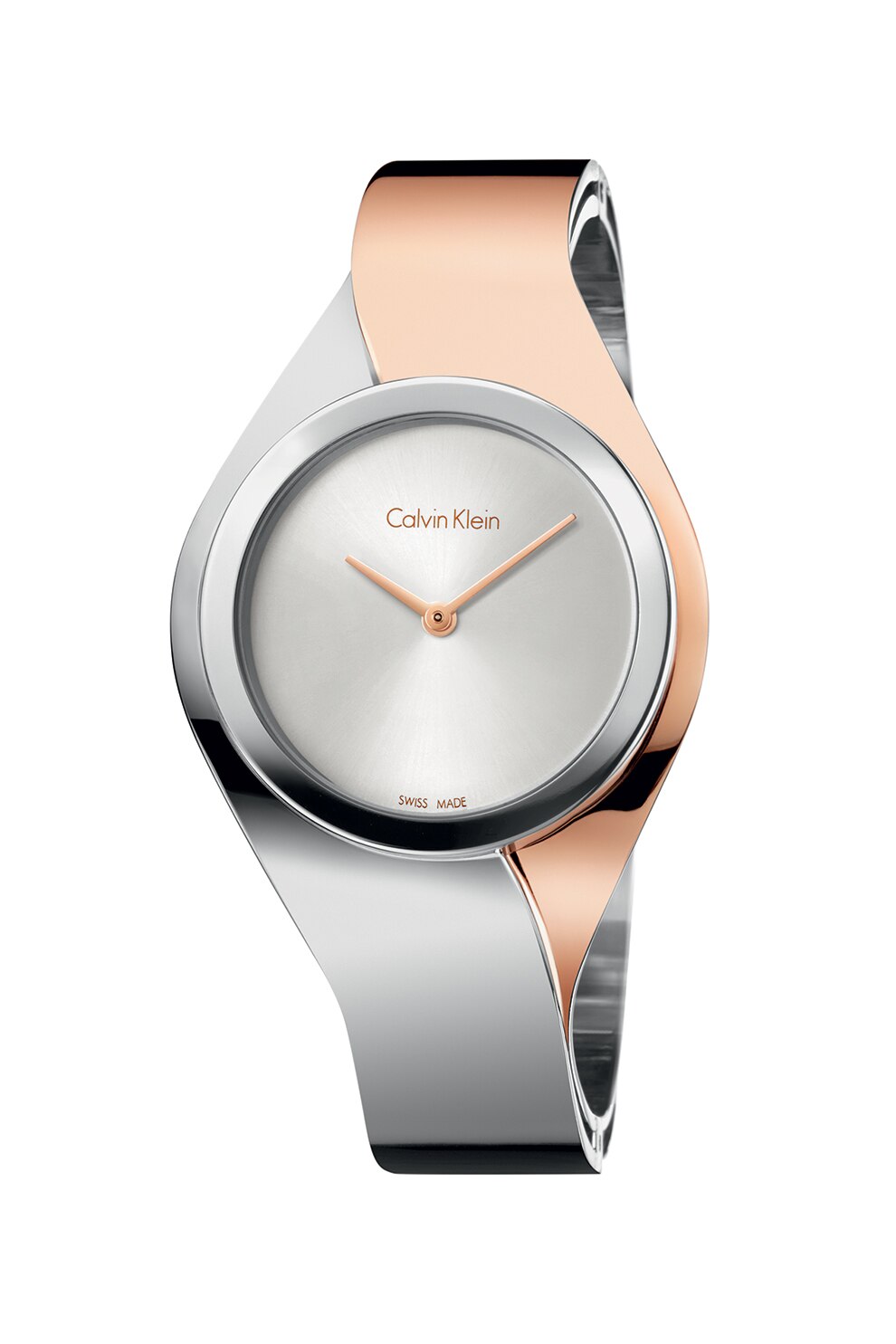 CALVIN KLEIN, Ceas cu o bratara metalica, Argintiu/Auriu rose