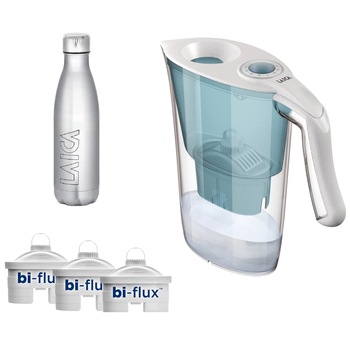 Pachet cana filtranta Laica Aida + 3 filtre + sticla Sport metalica 0.5 L Pachet cana filtranta Laica Aida + 3 filtre + sticla Sport metalica 0.5 L