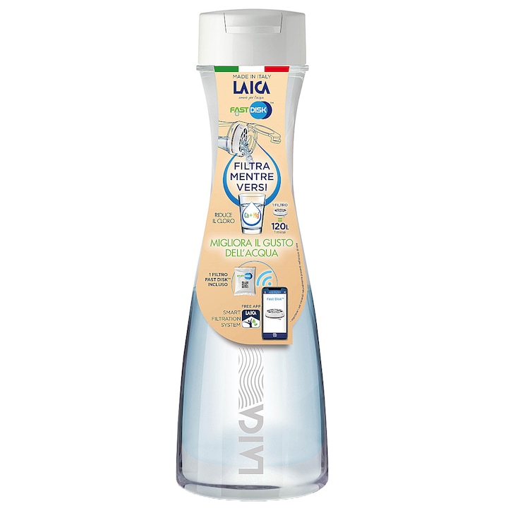 Laica GlasSmart 1.1 literes üveg vízszűrő palack, 1 db FAST DISK szűrővel