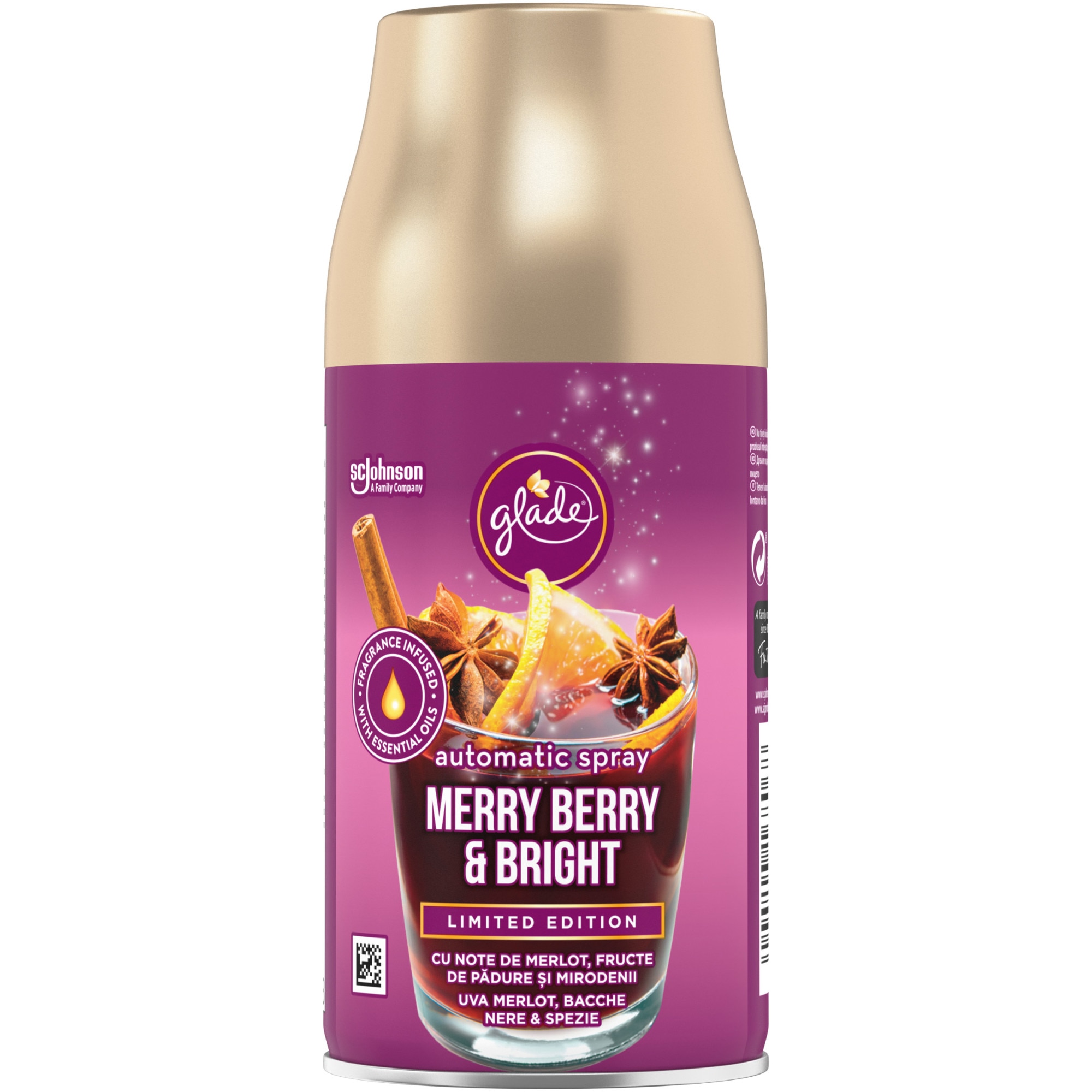 Rezerva odorizant de aer Glade Automatic, Iarna, Fructe de padure & Mirodenii - Merry Berry, 269 ml