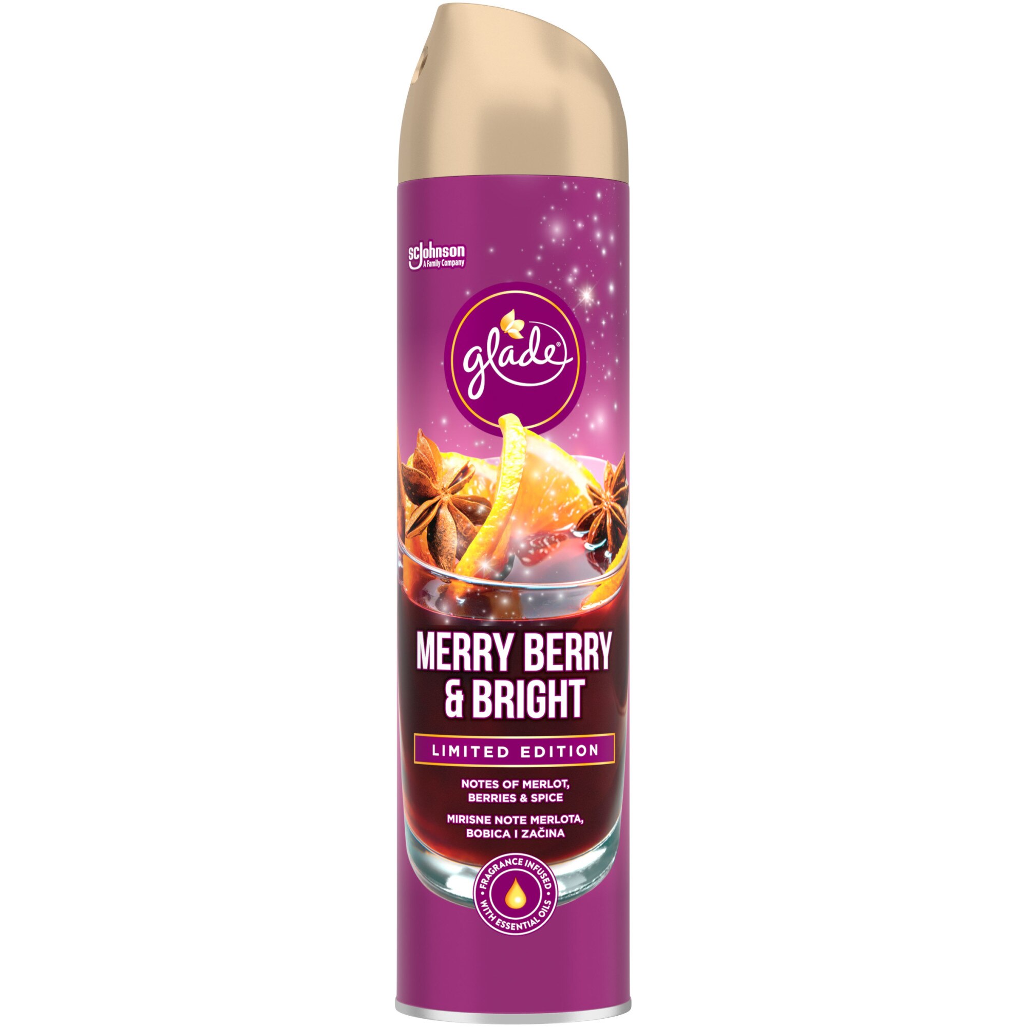 Odorizant de camera aerosol Glade Iarna, Fructe de padure & Mirodenii - Merry Berry, 300 ml