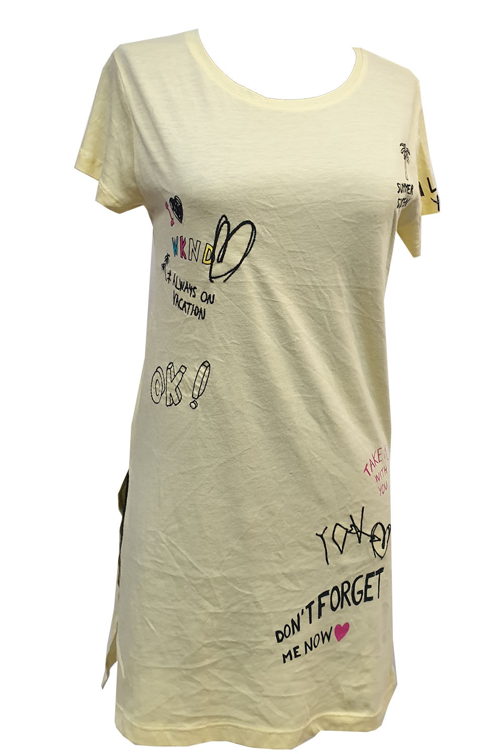 Tricou dama,Tally Weijl,galben cu imprimeu text,2XS