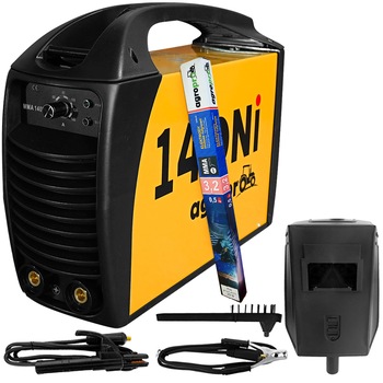Set aparat sudura Profesional AgroPro 140 Ni, inverter, MMA, 140A, tehnologie IGBT, IP 21, pachet electrozi AgroPro Set aparat sudura Profesional AgroPro 140 Ni, inverter, MMA, 140A, tehnologie IGBT, IP 21, pachet electrozi AgroPro
