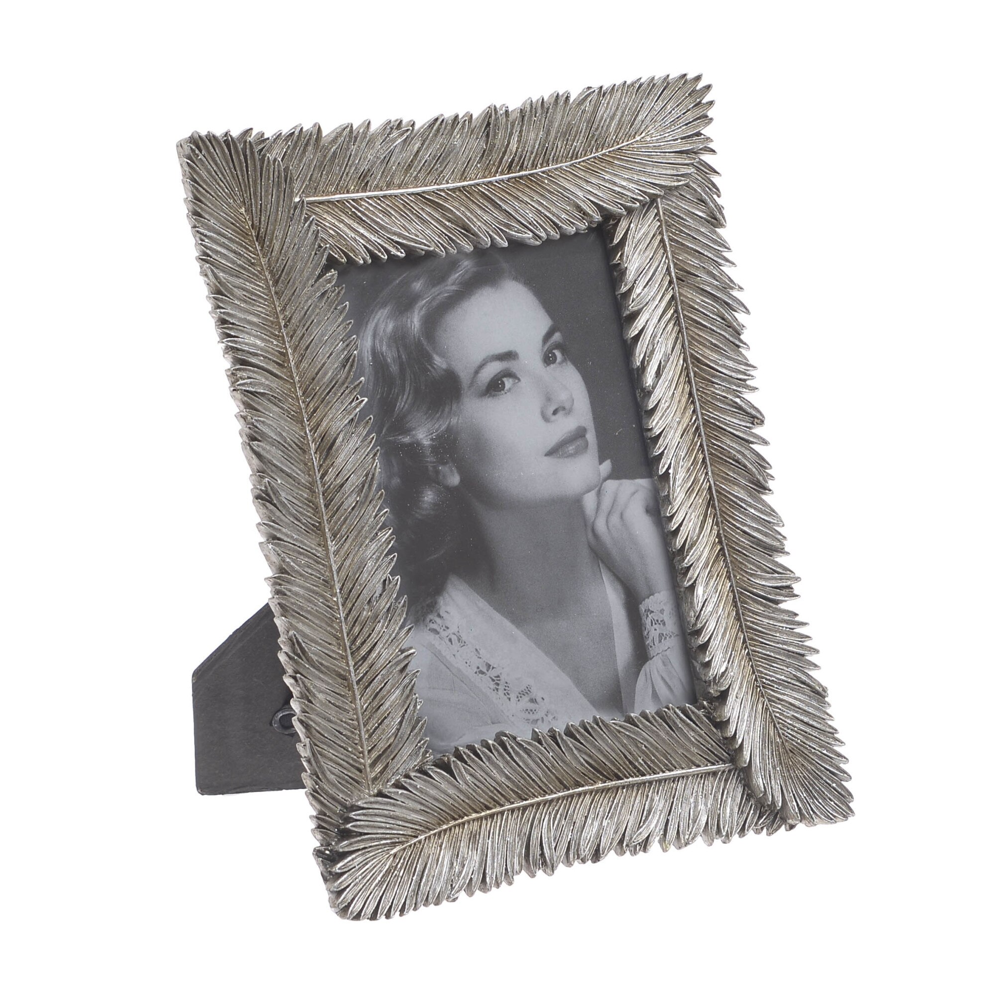 Rama foto ceramica forma de pene argintiu 13x18 cm