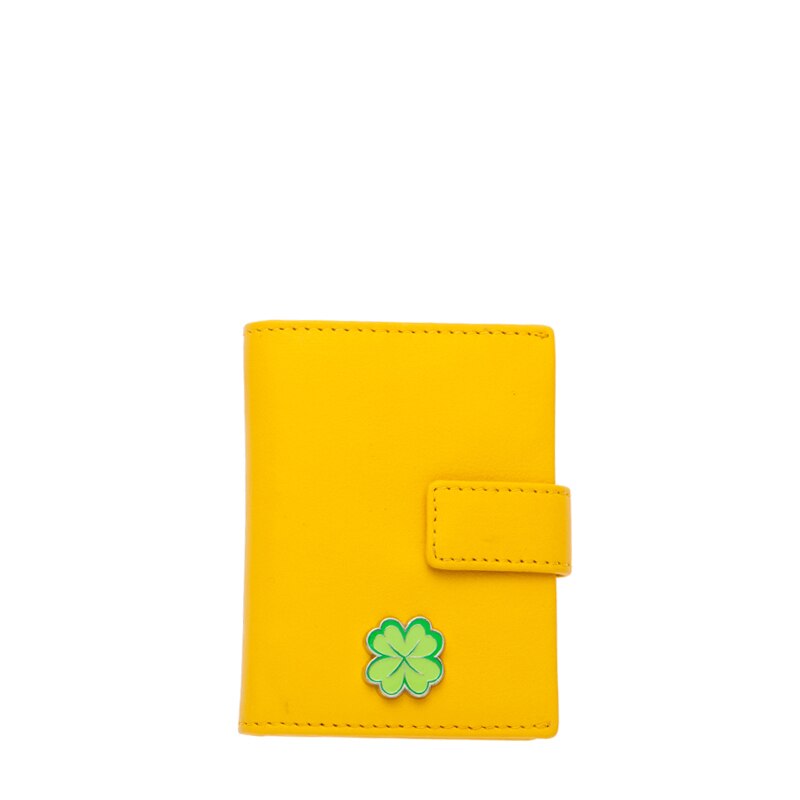 Suport carti de vizita, Piele naturala, Galben