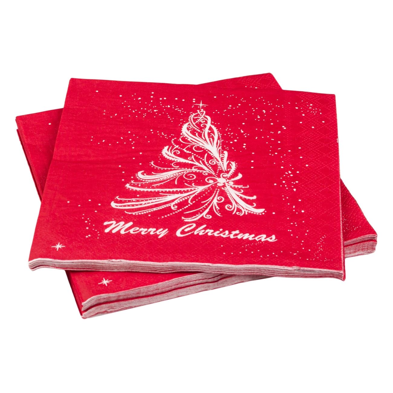 Set 20 servete alb rosii de Craciun, Maiosn du Paradis, 33 x 33 cm