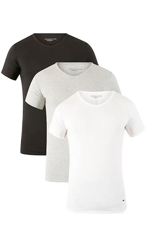 Комплект мъжки тениски Tommy Hilfiger TOMH-T-3PK-VNK, 3 pack, V образно деколте,Черен/сив/бял, M