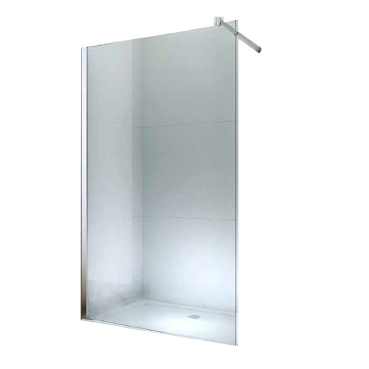 Paravan dus Walk-In Optima Nobless Silver , 90x200 cm , 8mm , sticla securizata , profil cromat