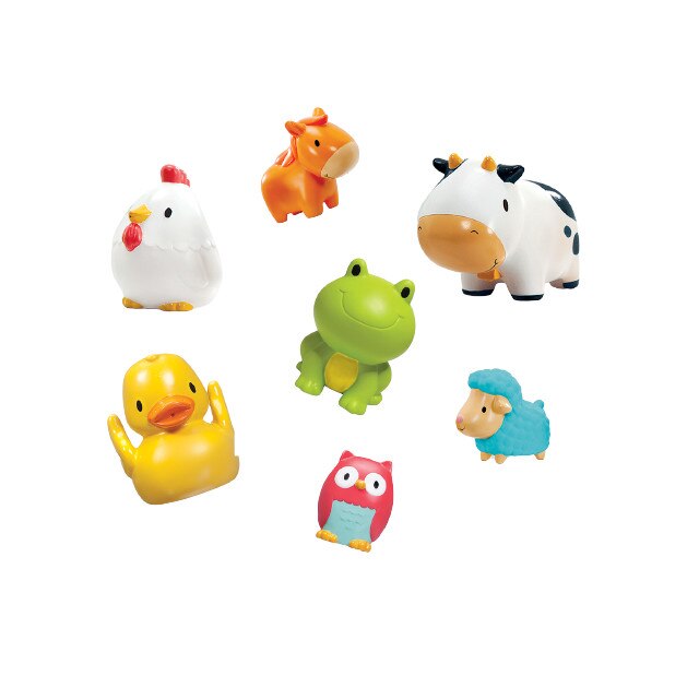 Set 8 Jucarii de Baie, Animal Friends, Stropesc si Plutesc, Culori Vibrante, Fara BPA, 9 luni+, Incurajeaza Jocul Imaginativ, Multicolor