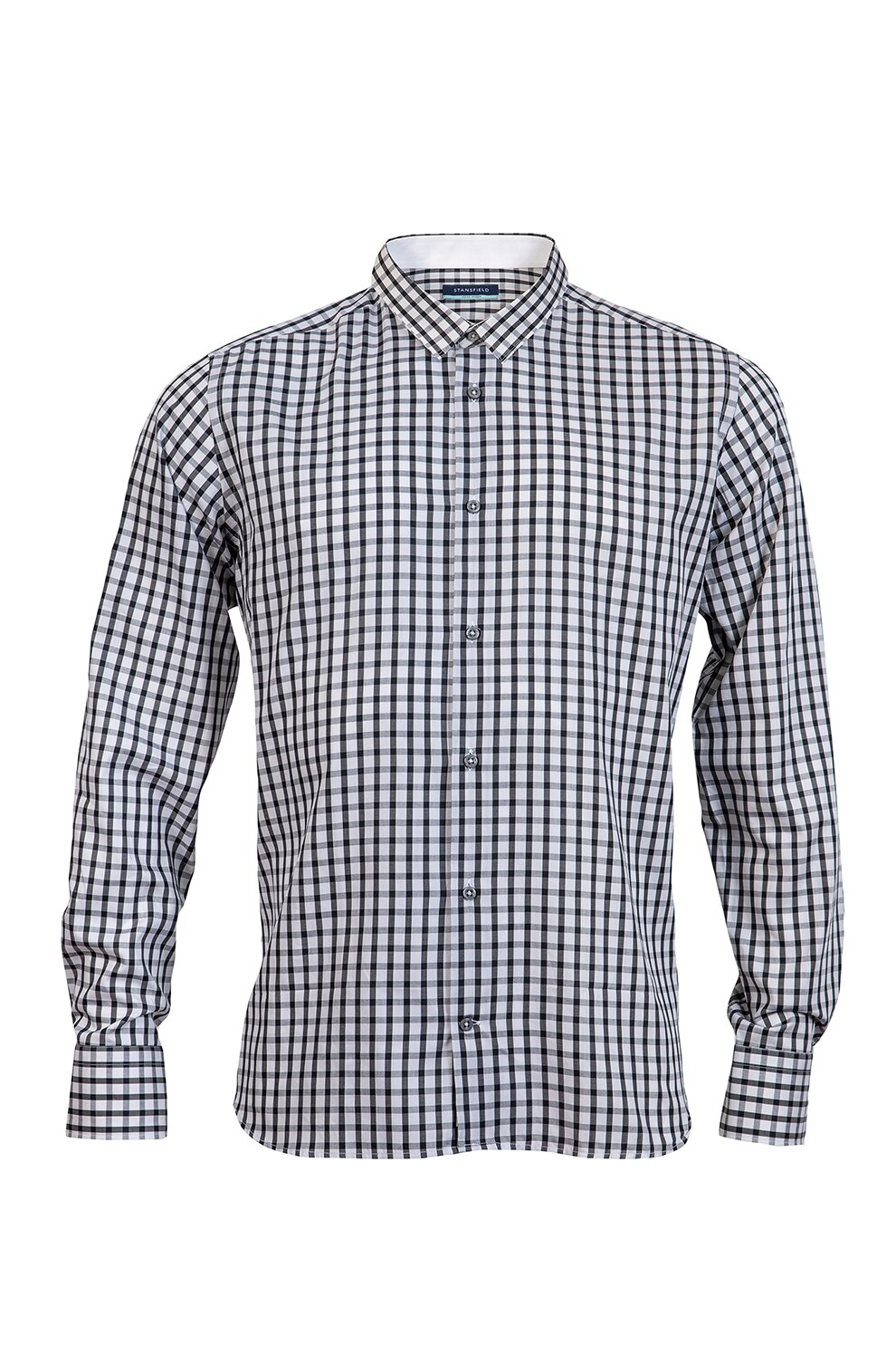 Stansfield, Camasa slim fit in carouri, Alb/Negru/Gri, XL