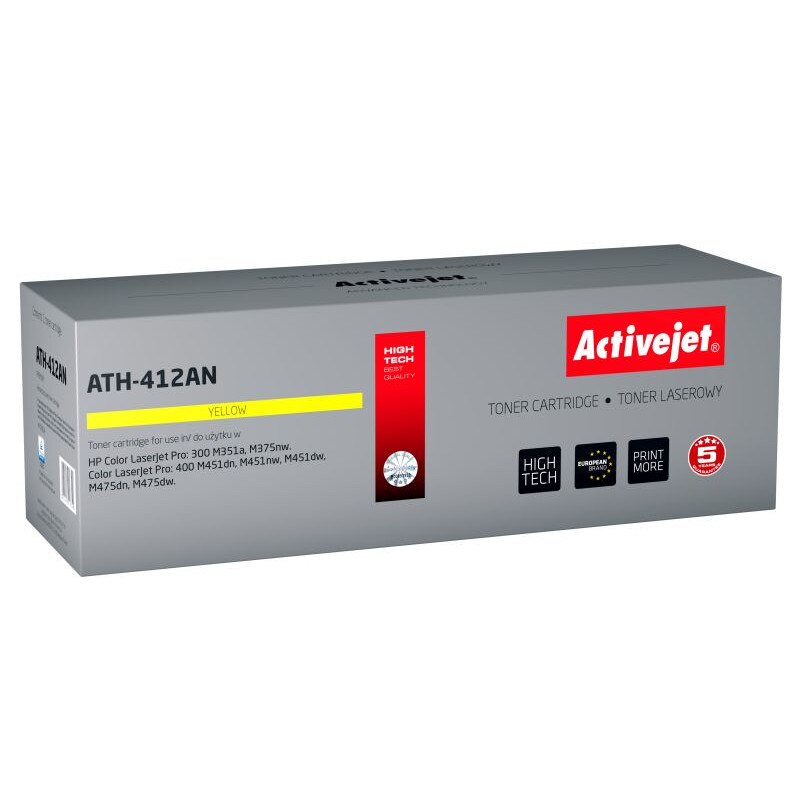 Cartus toner compatibil CE412A Yellow pentru HP 305A, 2600 pagini, Premium Activejet, Garantie 5 ani