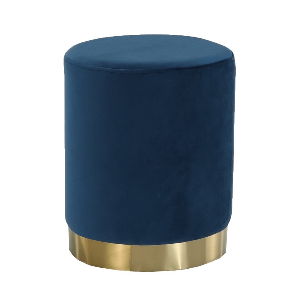 Taburet din catifea cu talpa aurie, albastru inchis, Meteore - Butopea