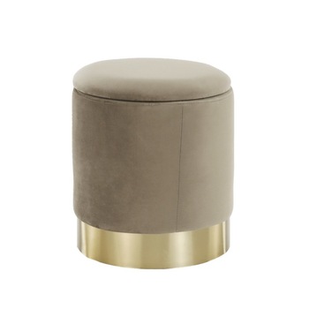 Taburet catifea cu spatiu de depozitare, maro, gri, Meteore - Butopea Taburet catifea cu spatiu de depozitare, maro, gri, Meteore - Butopea