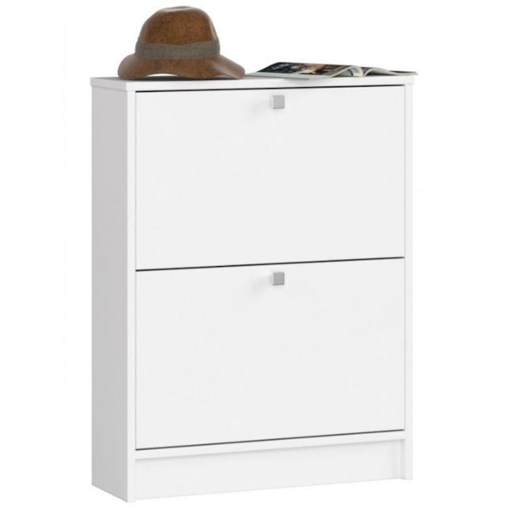 Шкаф за обувки с 2 чекмеджета, 60 х 80 х 20 см, Бял