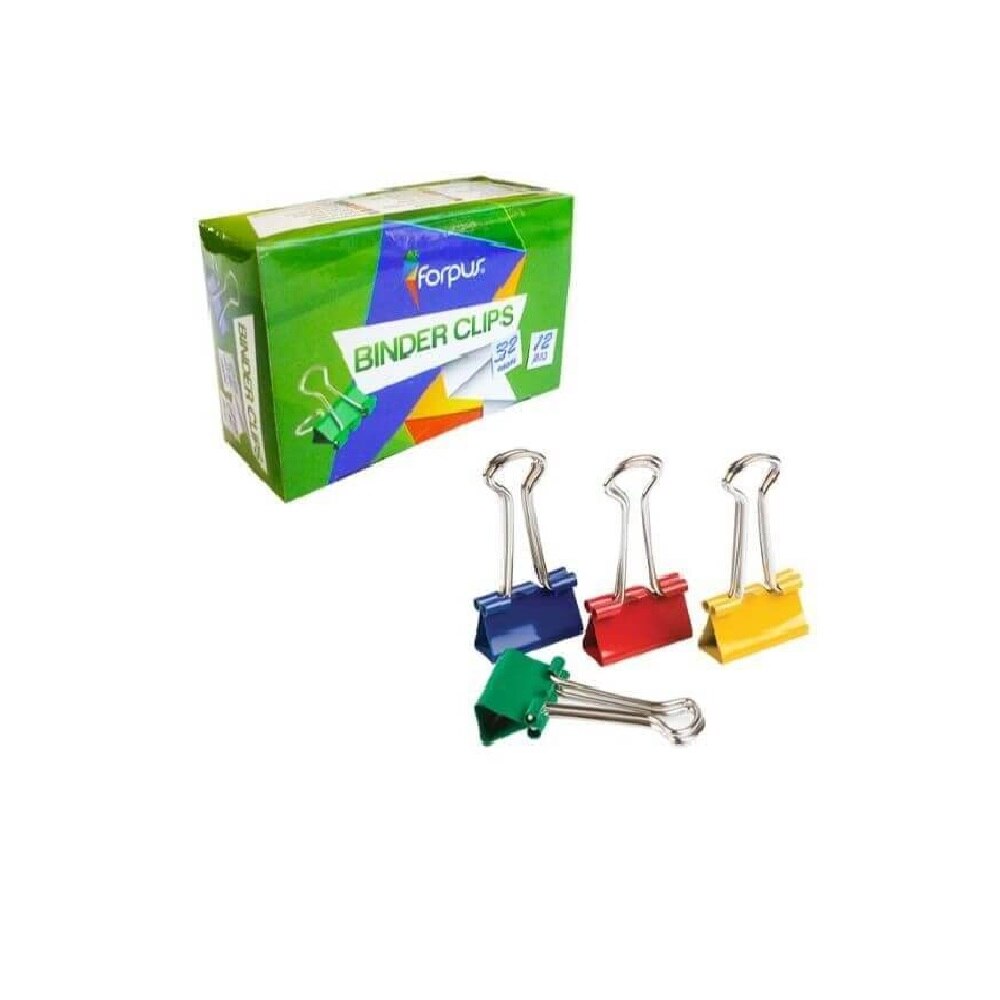 Set 12 Clipsuri Metalice FORPUS, 32 mm, Multicolor