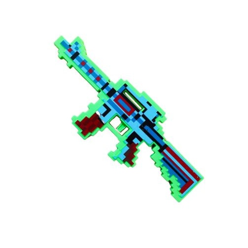 Pusca de jucarie tip Minecraft, culoarea verde, cu sunete si lumini, 32 cm