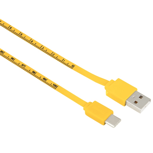 Set cabluri de date Hama 12326, 480Mbit/s, Gradatii de masurare, 1m lungime, 2 bucati, Alb/Galben