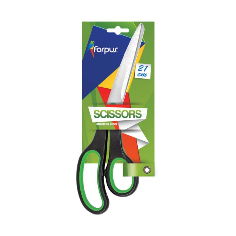 Foarfeca FORPUS, 21 cm, Lama din Otel Inoxidabil, Maner Plastic cu Grip Cauciucat