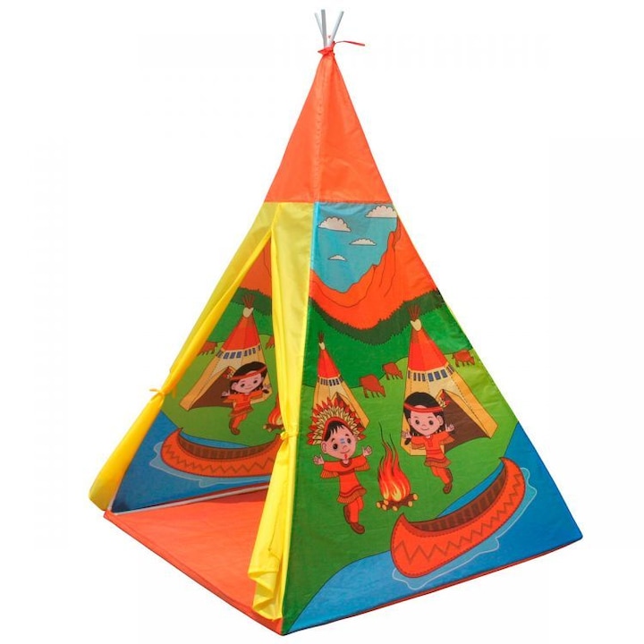 ISP EcoToys gyermek indián játszósátor, 100x100x135, narancssárga