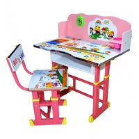 set birou cu scaunel pentru copii reglabile cu suport pentru rechizite si ceas back to school roz imagen 25_0_
0