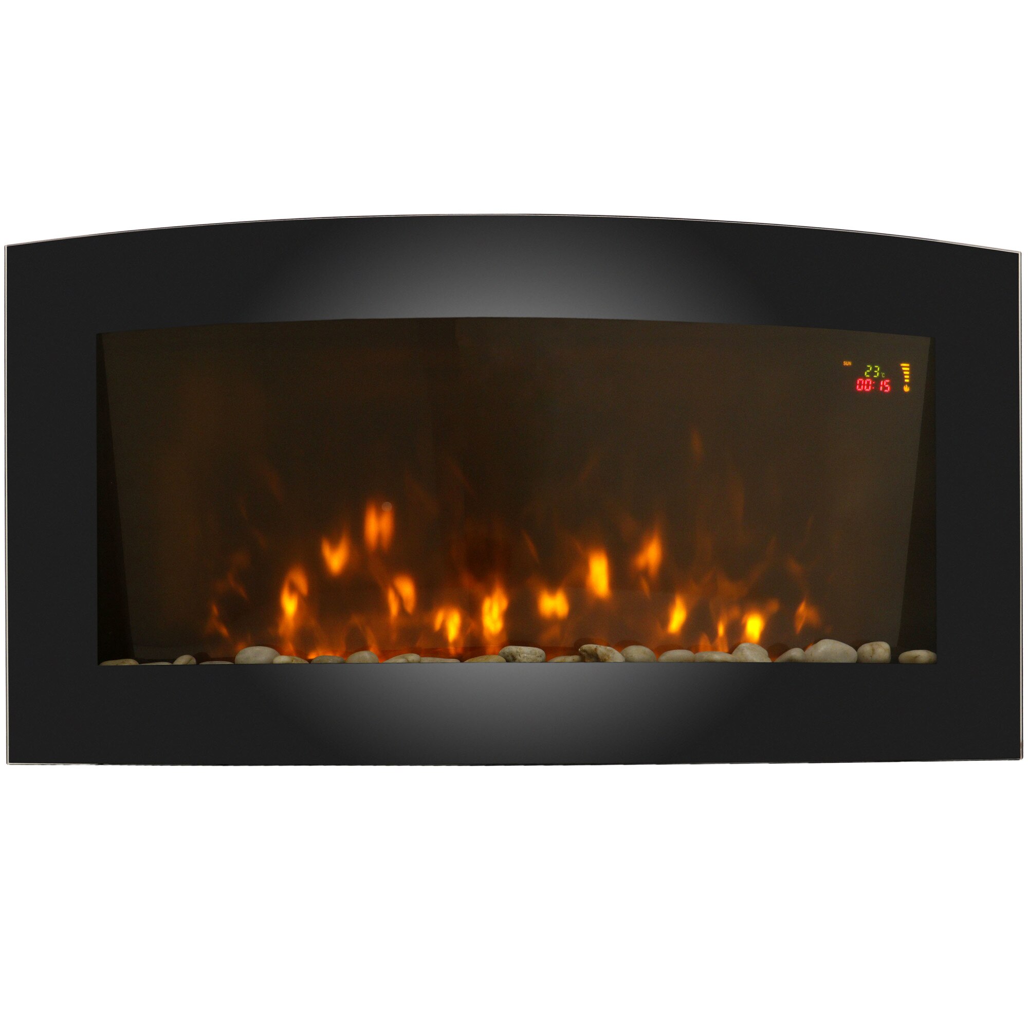 Semineu electric de perete Star-Light SEG-2000CB, 2000W, 31 inch, Efect flacara, Display LED, Telecomanda, Termostat, 2 trepte de putere, Negru