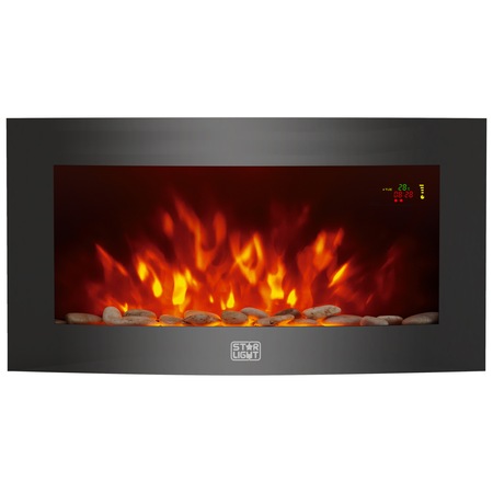 Semineu electric de perete Star-Light SEG-2000CB, 2000W, Efect flacara, Display LED, Telecomanda, Termostat, 2 trepte de putere, Negru