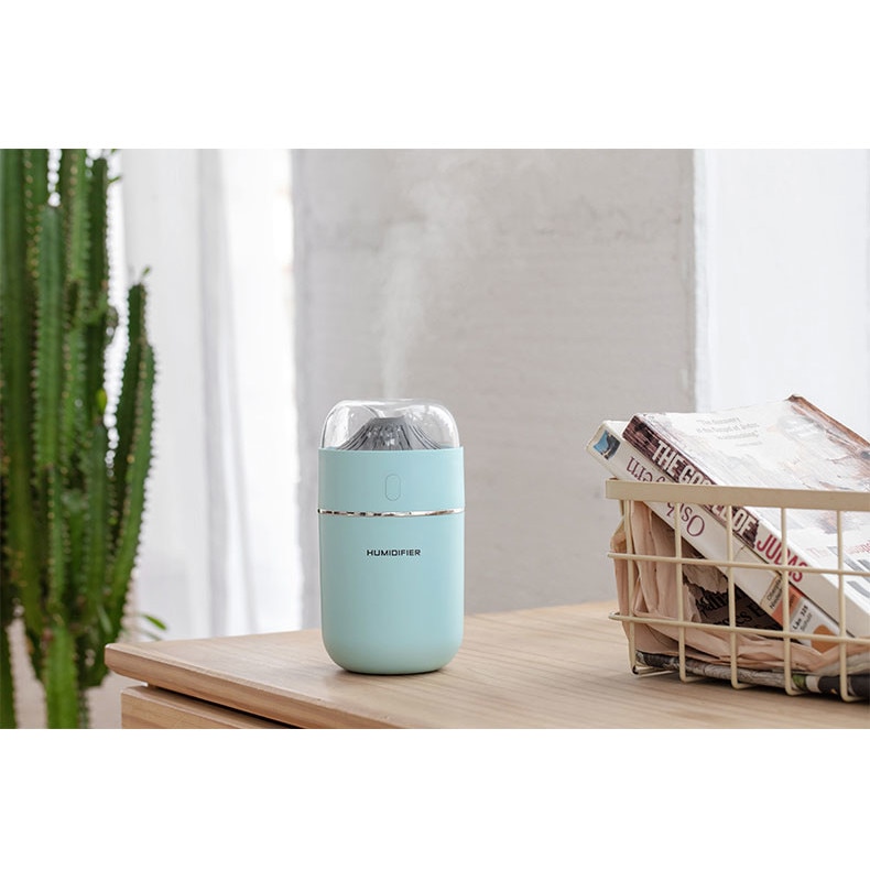 Umidificator EvoSmart™ JS-04 , LED 7 culori, Lampa de veghe, Auto-Off, Purificator Aer, Difuzor De Arome, Aromaterapie, Ultrasunete Evo, Rezervor 320 ml, culoare Albastru