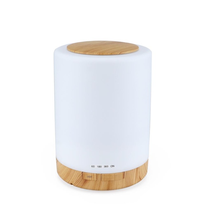 Umidificator EvoSmart™ UD-34, Lampa de veghe, 10 ore Cu Plin, Purificator Aer, Difuzor De Arome, Aromaterapie, Ultrasunete Evo, Rezervor 300 ml, culoare Light Wood