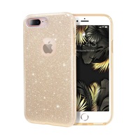 husa iphone 7 plus  iphone 8 plus ultra slim din silicon cu 3 straturi protective fashion cu sclipici glitter auriu imagen 56_0_
0