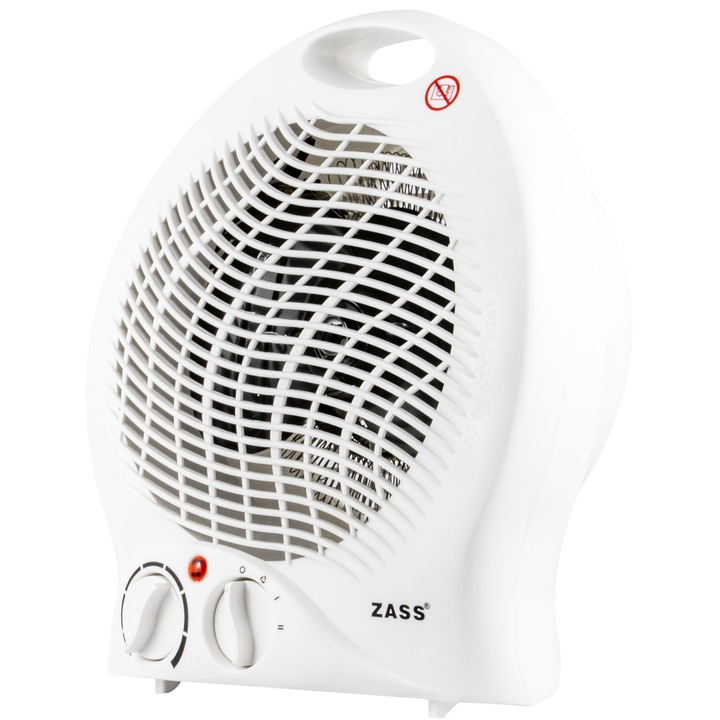 Вентилаторна печка Zass ZFH 03, 2000 W, 2 степени на мощност, Регулируем термостат, Защита от прегряване