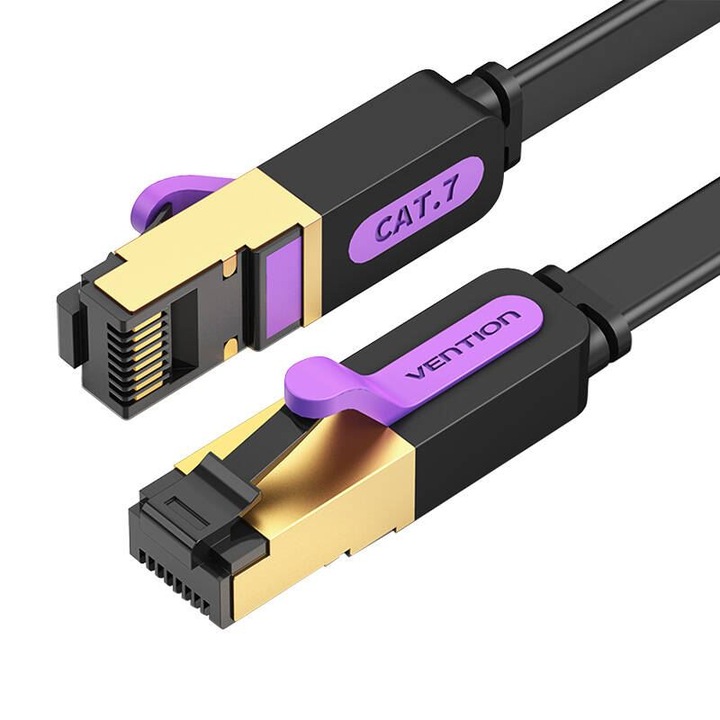 Плосък интернет кабел CAT 7, FTP - 10 GB/s и 600 MHz, 1 m, Vention