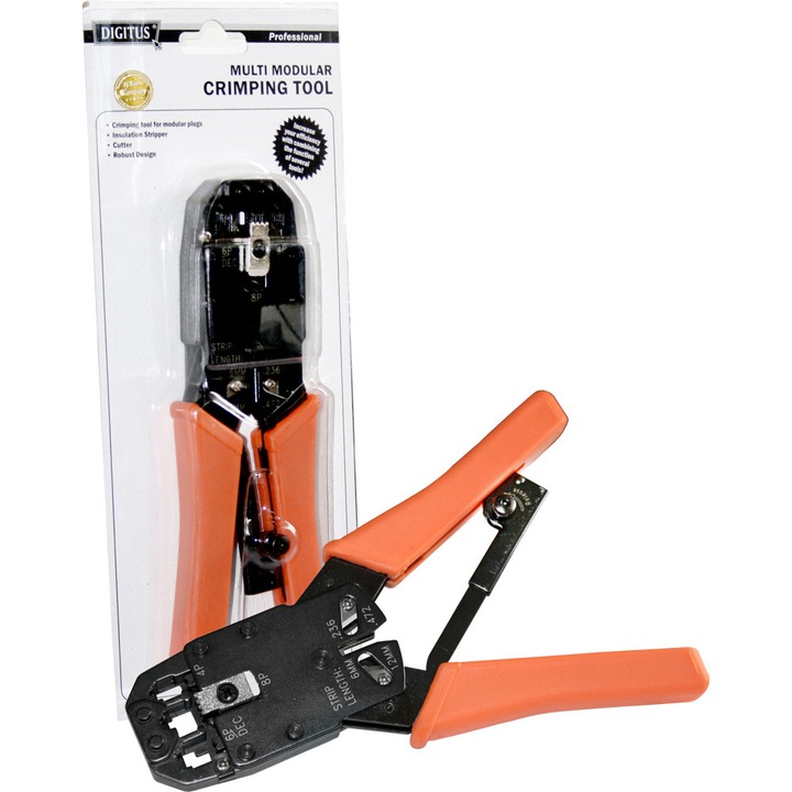 Клещи за кримпване DIGITUS, За пресоване, RJ9, RJ 11, RJ45