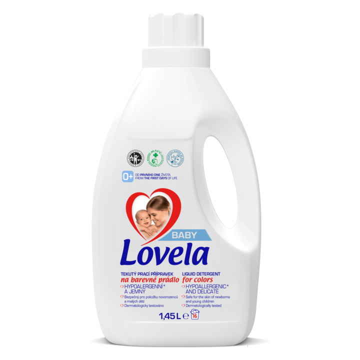 Detergent lichid Lovela Baby, pentru rufe colorate, 16 spalari, 1.45L