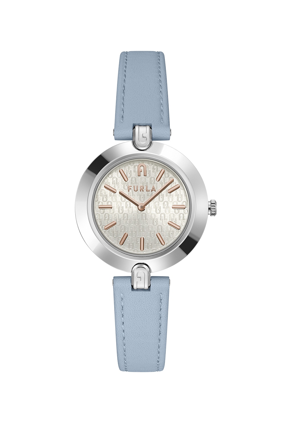 Furla, Ceas cu o curea din piele, Albastru lavanda/argintiu