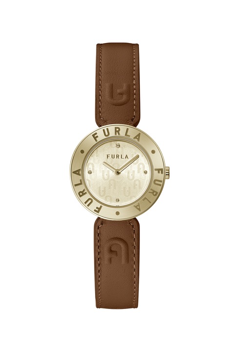 Furla, Karóra bőrszíjjal, Barna/Aranyszín