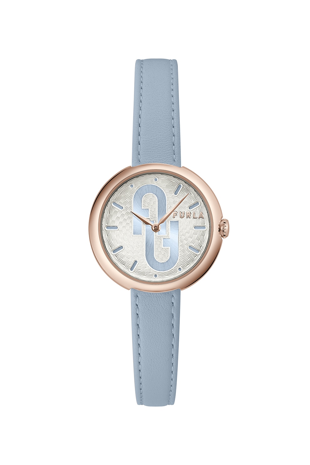 Furla, Ceas quartz cu o curea din piele Cosy, Albastru lavanda/auriu rose