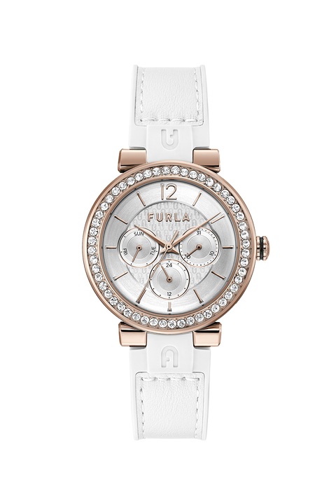 Furla, Multifunkciós karóra kristályokkal díszítve, Fehér/Vörös aranyszín