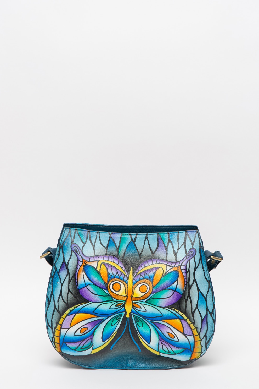 Niarvi, Geanta crossbody de piele, pictata manual, Multicolora