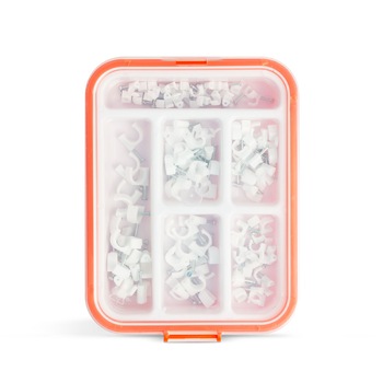 Set 125 cleme fixare cabluri Handy, PVC / Metal, Alb, 5 - 10 mm Set 125 cleme fixare cabluri Handy, PVC / Metal, Alb, 5 - 10 mm