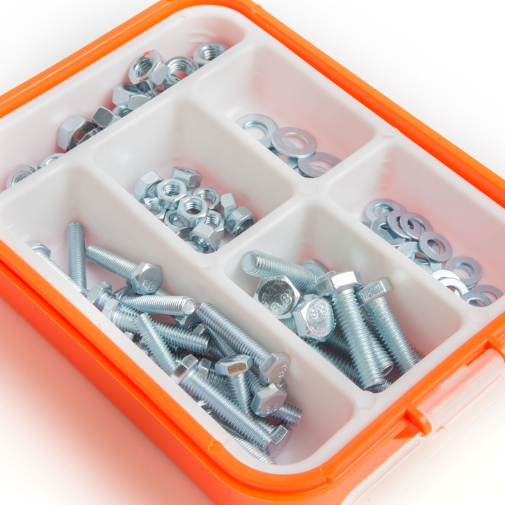 Set metric suruburi, saibe, piulite, Handy, Metal, Design hexagonal, 90 piese, M6, M8
