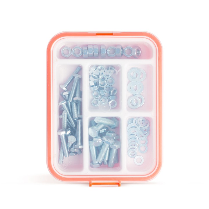 Set metric suruburi, saibe, piulite, Handy, Metal, Design hexagonal, 90 piese, M6, M8