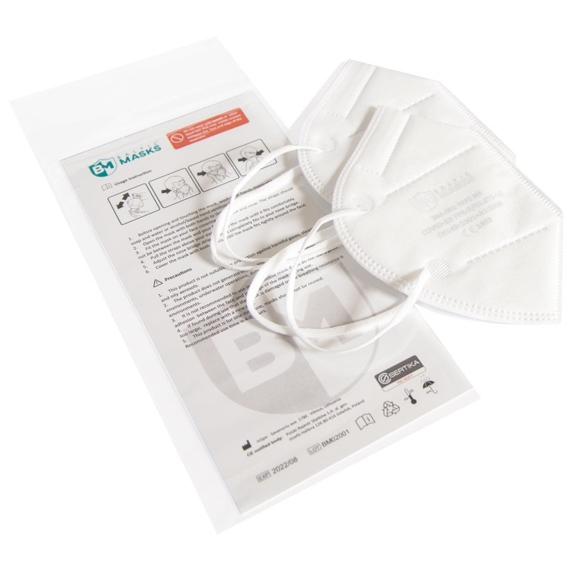 Set 2 masti de protectie respiratorie FFP2 atestat Covid 19 Baltic Masks BM002 NR, Certificat